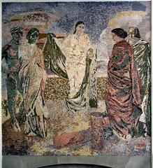 Exterior mosaic at the main entrance of Museum zu Allerheiligen in Schaffhausen by Paul Bodmer titled Komposition depicting beauty