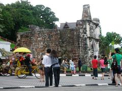 A Famosa historical Portuguese fortress gate in Malacca, Malaysia