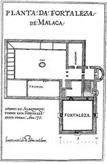 Floorplan of the original A Famosa fortress in Malacca drawn in 1604 showing prison and storeroom