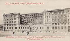 Vintage postcard of Männerheim Kaiser Franz Josef I at Meldemannstraße 27 in Vienna 1906