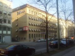 Central building of the Bavarian Football Association with blue sky