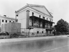 Exterior side elevation of the U.S. Mint building in New Orleans on N. Peters Street
