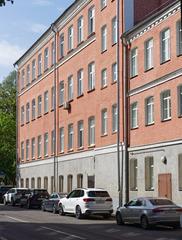 View of HSE buildings on Akademika Petrovskogo Street in Moscow, former factory site
