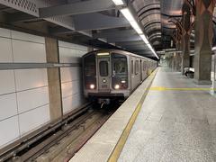Northbound Los Angeles Metro Rail Breda A650 train arriving at Hollywood/Highland Station