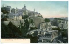 Historic view of Luxembourg City showing Ville Haute and Le Grund