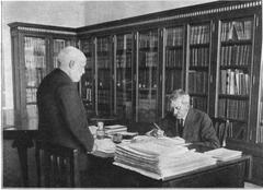 Office of the Director at the Spanish National Museum of Natural Sciences in Madrid, early 20th century, featuring Ignacio Bolívar Urrutia
