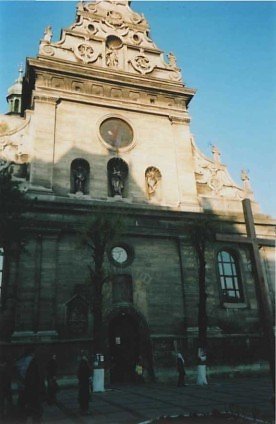 Main facade of Bernardine Church in Lviv