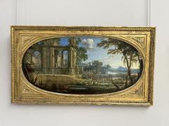 Oil painting of a landscape with ruins by Pierre Patel