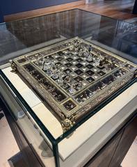 Ancient chess set from the late 15th and 17th centuries displayed at the Louvre Museum