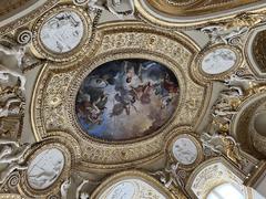 Ceiling fresco artwork in the Louvre Museum, Paris