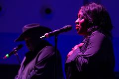 Tanya Trotter from The War and Treaty singing solo at La Bella Vista club Aviano Air Base Italy Oct 23 2024