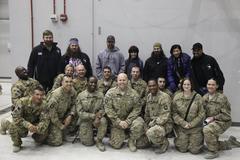 USO tour celebrities group photo at Bagram Air Field Holiday Troop Visit 2013