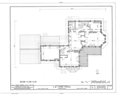 Historic C. W. Lewis House architectural drawing in Fernandina Beach, Nassau County, Florida