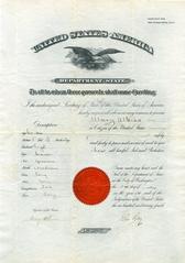 Inner page of Mary Atkins's passport showing personal details and stamps