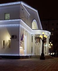 Chistoprudny Boulevard 19 in Moscow with Sovremennik Theater in winter