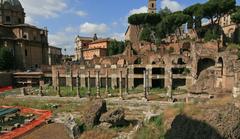 Aerial view of the Forum of Caesar ruins in Rome