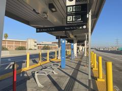 El Monte Busway Union Station platform in November 2023 with modern shelter and seating