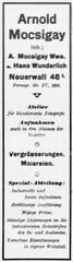 Studio Arnold Mocsigay vintage business directory entry 1917