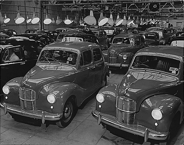 Postwar Austin A40 cars at Longbridge plant Birmingham in 1948