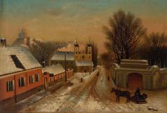 Historic Vilnia street Ludvisarskaja with Bonifrat monastery and church