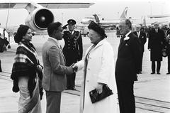 Prince Bernhard greeting President Ziaur Rahman of Bangladesh upon arrival at Schiphol Airport, April 23, 1979
