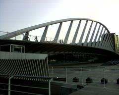 Puente de la Exposición bridge in Valencia over the Turia river during evening