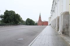 View of Moscow city with historical buildings and modern structures in August 2016