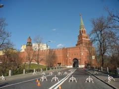 Borowitzkij Gate at the entrance to the Kremlin government buildings in Moscow, Russia