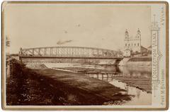 Historical view of Vilnia (Vilnius) with Vialla River and Green Bridge from 1895