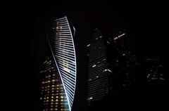 Twisting modern building facade in Moscow, Russia