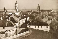 Historical black and white photograph of Bakšta Street in Vilnia from 1917