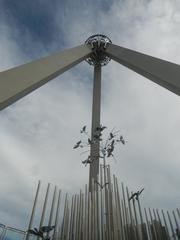 Saint Michael the Archangel Chapel at Fort Bonifacio in Taguig City with Libingan ng Mga Bayani Heroes Memorial Gate in the foreground