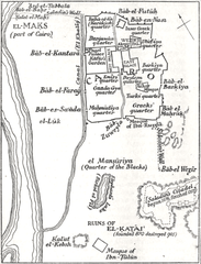 Historical map of Cairo city before 1200 A.D.