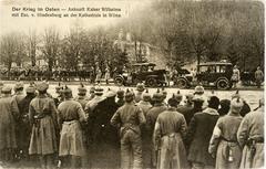 German Emperor Wilhelm II and Paul von Hindenburg arriving at Vilnius Cathedral in 1916
