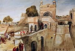 Watercolour painting of Gobindgarh Fort in Amritsar by Charlotte Canning dated 7 February 1860