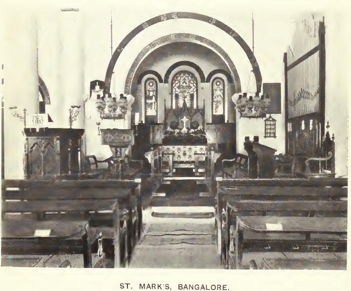 Interiors of St. Marks Church Bangalore historic sepia photograph