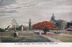 St. Mark's Church seen from Cubbon Park in Bangalore with greenery and colonial architecture
