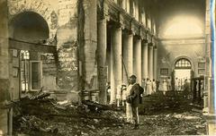 1923 fire damage at St. Mark's Cathedral in Bangalore with visible structural harm