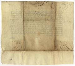 Historical document showing Vojvoda Viljem granting land to Eberhart Landtrop and his wife Agnes