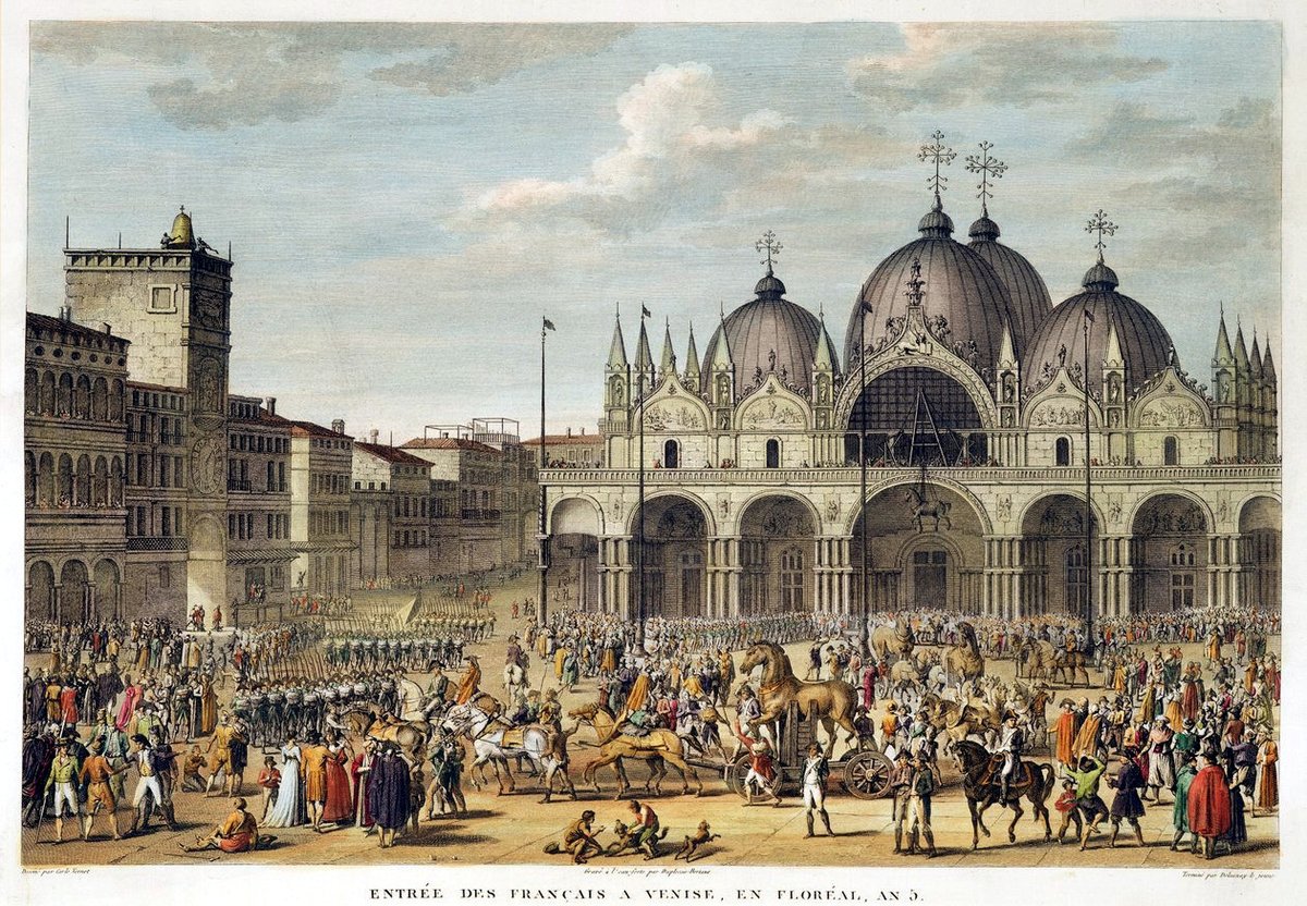 French troops entering Venice and removing the horses from the Basilica of Saint Mark