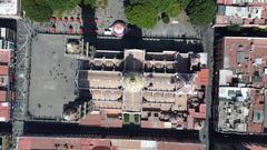 Aerial view of Puebla Cathedral captured by a drone