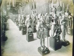 Aluminated paper print showing the Pierrefonds Hall, one of the two armor halls at the Artillery Museum in the Hôtel des Invalides