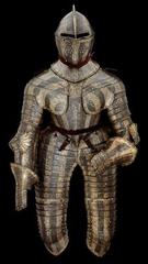 Demi-armure de Richelieu with engraved initials R and A and blue engraved scrollwork decoration