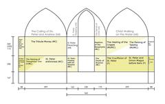 Schematics of the Brancacci Chapel with measurements and frescoes by Masaccio, Masolino and Filippino Lippi