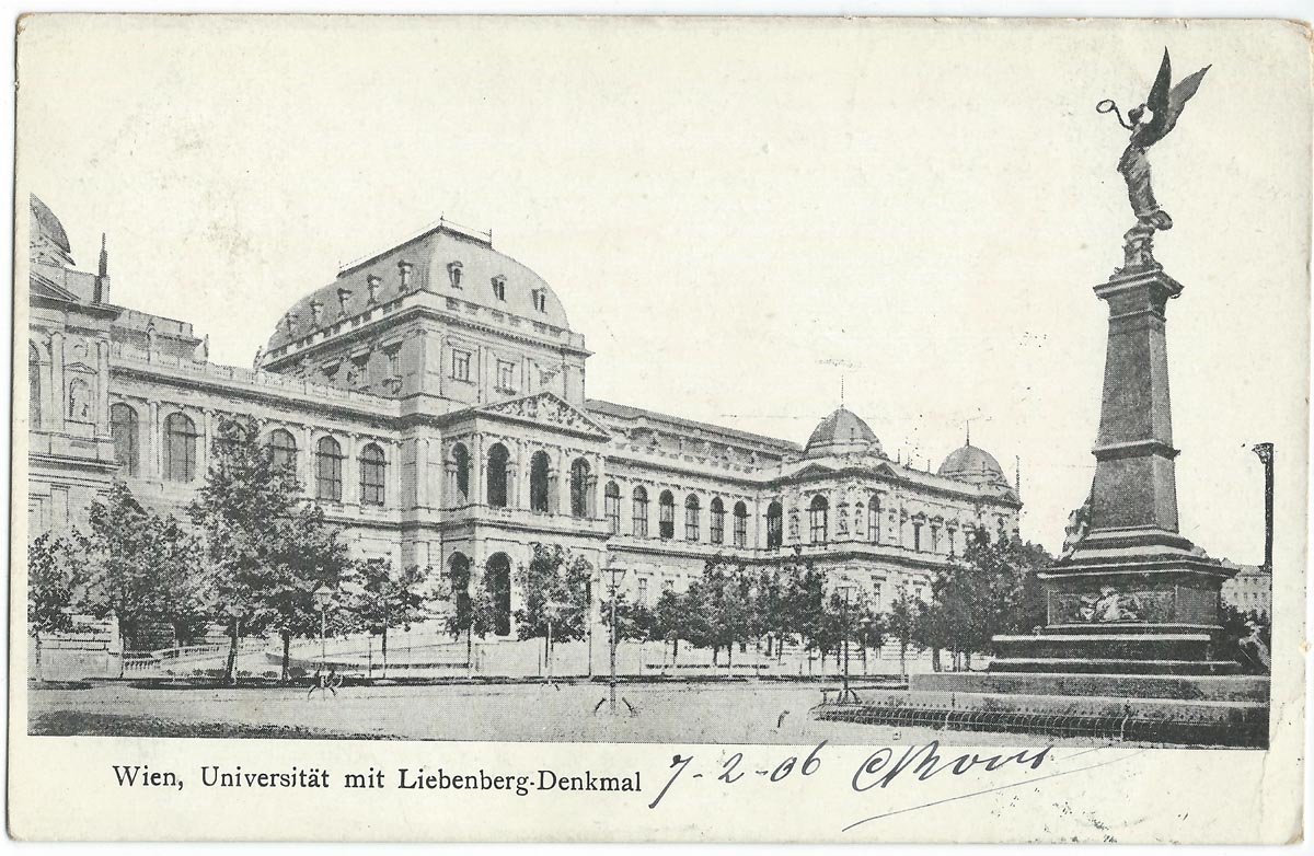 Early 20th century view of Vienna with Liebenberg Monument at Universität Wien