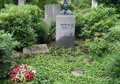 Tombstone of Johanna Ey known as Mother Ey at Düsseldorf North Cemetery in June 2024