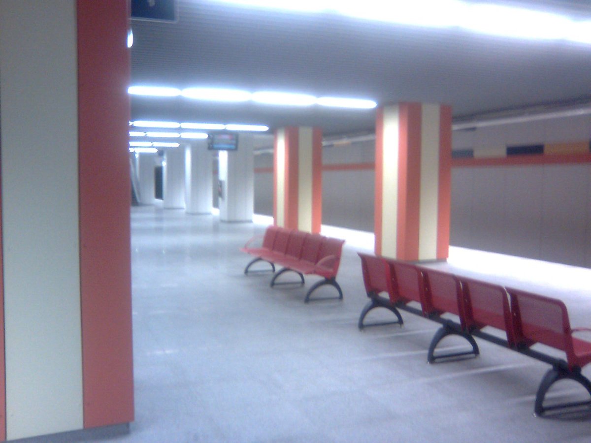 Policolor metro station in Bucharest with modern design and bright lighting