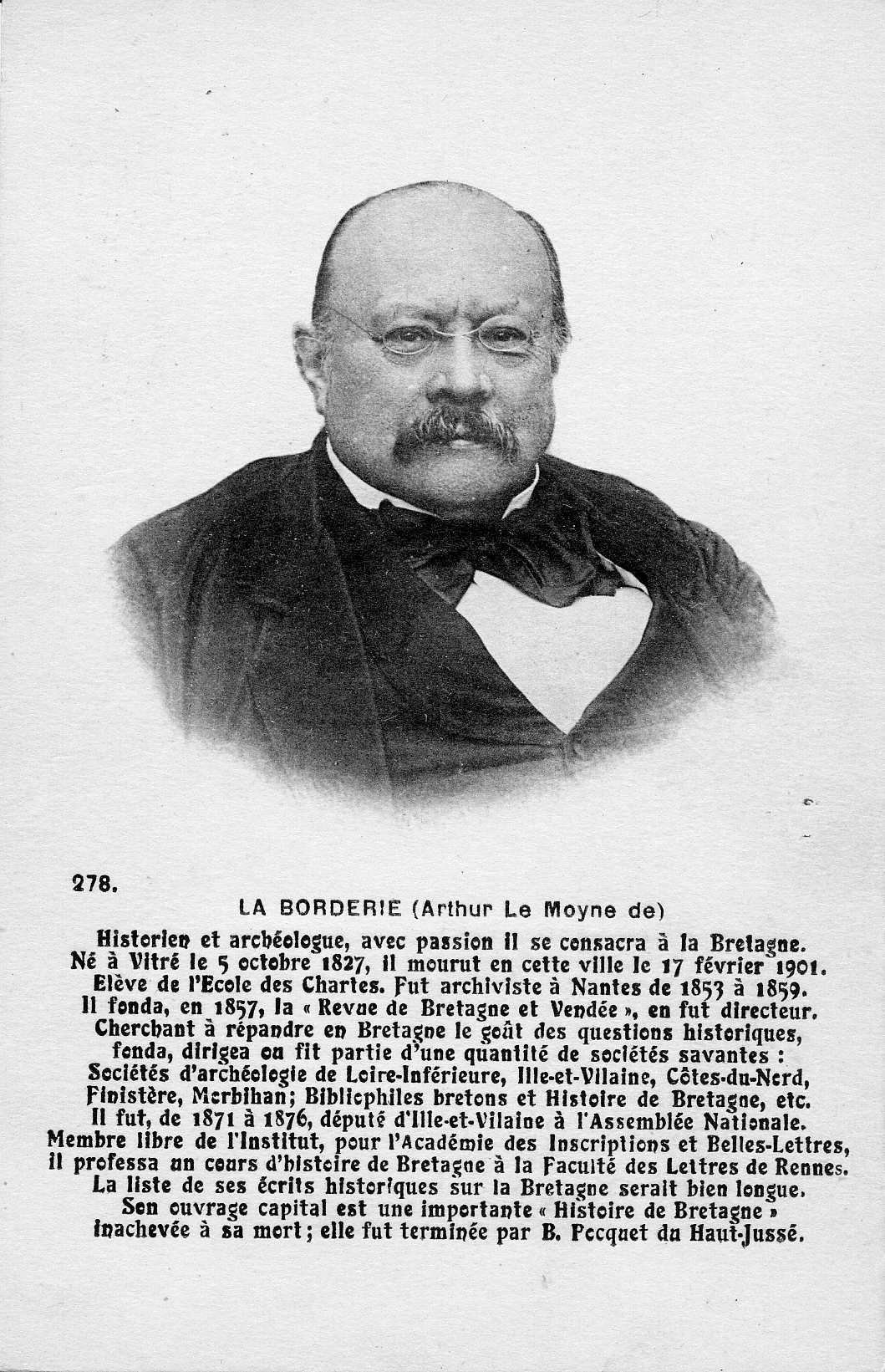 Portrait of Arthur Le Moyne de La Borderie historian
