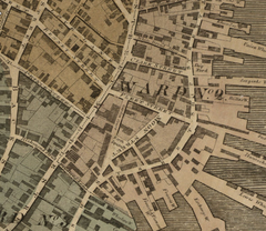 1814 detailed map of Boston showing North Square, Moon Street, Fleet Street, Prince Street, Love Lane