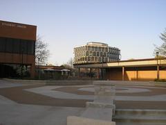 Northeastern Illinois University campus building with modern architecture and glass windows